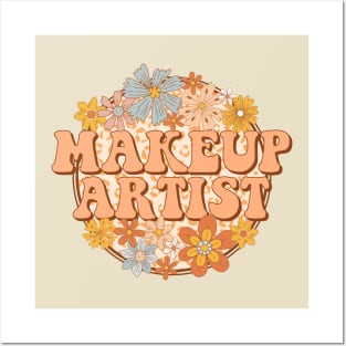 Retro Makeup Artist Floral Design Gift Posters and Art